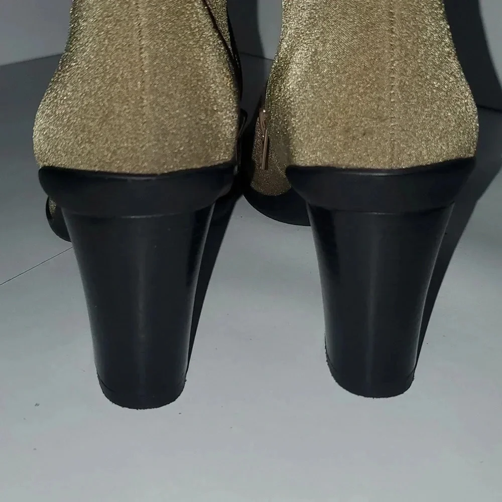 Apostrophe Womens Ankle Boot Heels Size 10M Beige Fabric Pointed Toe 'Naomi' - Picture 5 of 15